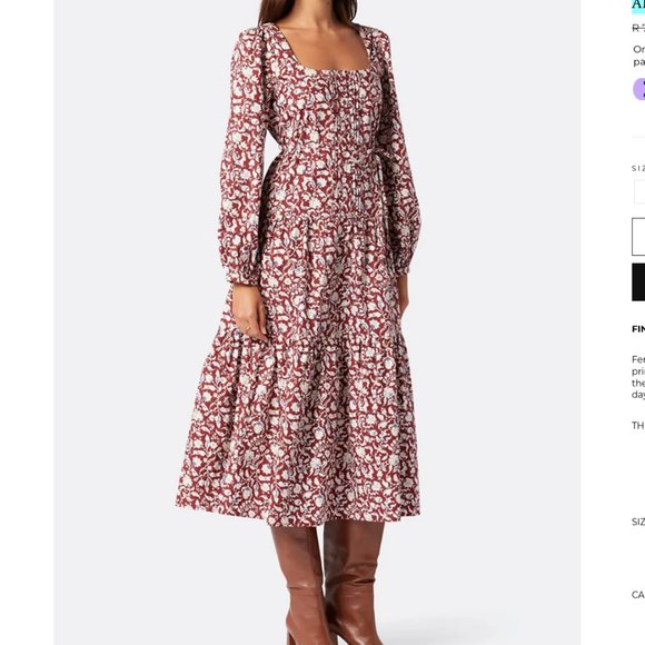 Joie Alesia Maxi Cotton Dress in Russet Brown/Multi Size M - Picture 3 of 7